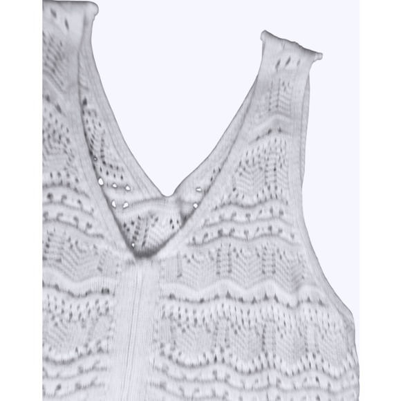 Jessica Simpson White Crochet Tank Top Drawstring V-Neck Womens Coastal Beachy - Picture 4 of 6